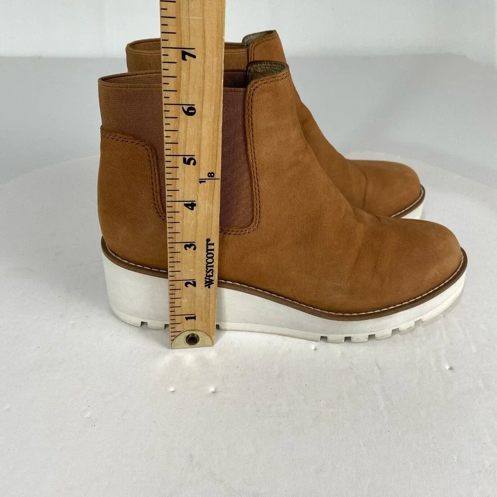 Eileen Fisher Shoes Womens Size 6.5 Brown Suede‎ Wedge Heel Booties.Platform